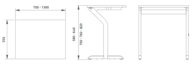 Masa Versa este disponibila la diferite dimensiuni ilustrate in imagine!