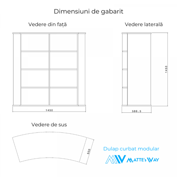 Dulap curbat modular - dimensiuni