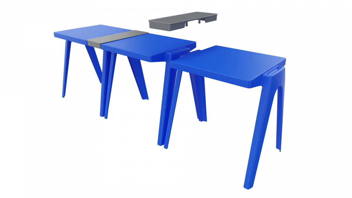 3 x en core Royal Blue - en core connected Night Grey Masa scolară turnată modulară Smart MATTE - imagine 3