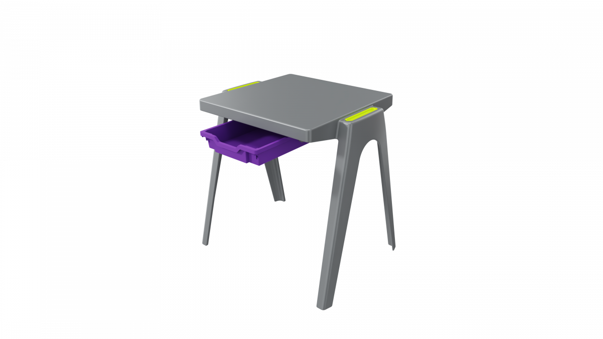 en core Night Grey - en core groove Lime Green - Gratnells A4 Tray Out - Angle Masa scolară turnată modulară Smart MATTE - imagine 7