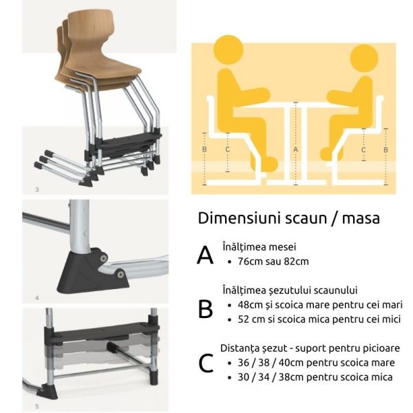 Dimensiuni scaun ergonomic premium Top Matte reglabil
